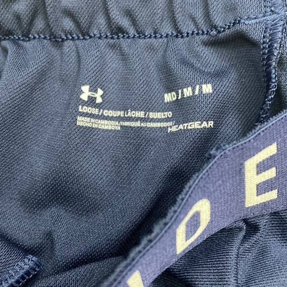 UA UNDER ARMOUR Women’s Play Up 3.0 Shorts Medium Navy White Athletic Workout - Picture 4 of 5